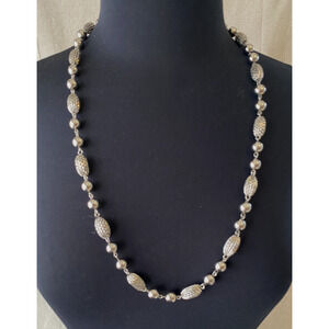 Vintage 15 inch Boho Cottage Core Pendant Silver Link Chain Balls Necklace